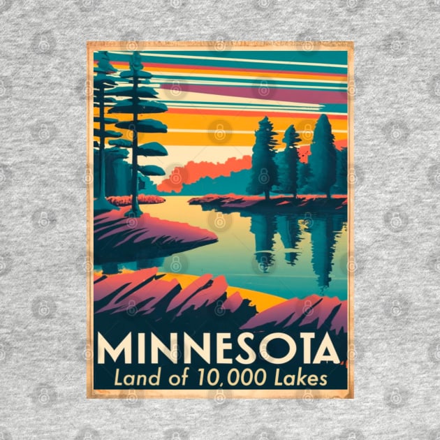 Minnesota Vintage Travel Poster by BlueLine Design